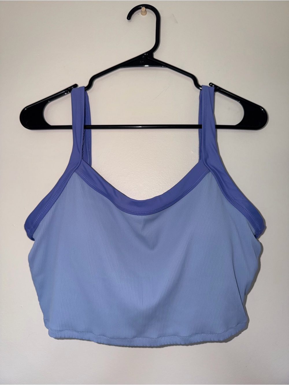Aerie Light Blue Ribbed Scoop Neck Bikini Swim Top